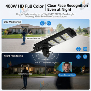 Lampadaire solaire LED avec caméra CCTV WiFi 4G, 3 objectifs, 4MP, éclairage solaire couleur pour jardin et cour - Product Image 3