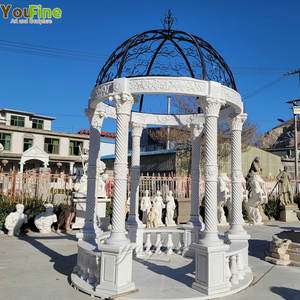 Gazebo redondo <span class=keywords><strong>de</strong></span> mármol blanco Natural, decoración clásica <span class=keywords><strong>de</strong></span> jardín al aire libre, estilo europeo - Product Image 1