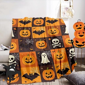 Halloween Pumpkin Ghost Skull Flannel <b>Blanket</b> <b>Throw</b> <b>Blanket</b> Nap <b>Blanket</b> Spooky Halloween Decor Skin Friendly Reversible - Product Image 4