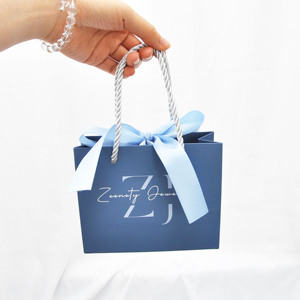 Custom Logo Printing Jewelry Accessories Watches <b>Gifts</b> <b>Bags</b> Blue <b>Mini</b> Paper <b>Bag</b> - Product Image 5