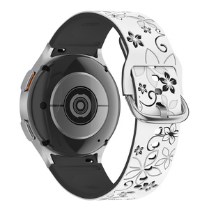 Bracelet de sport en silicone souple pour <span class=keywords><strong>Samsung</strong></span> Galaxy <span class=keywords><strong>Watch</strong></span> 4 <span class=keywords><strong>5</strong></span> 6 7 FE Bracelet sans couture en silicone à fleurs gravées - Product Image 5
