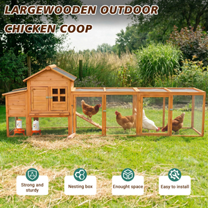 Gallinero de madera para exteriores con corral y valla transpirable, para gallinas y aves de corral, desde almacén de EE. UU. - Product Image 4