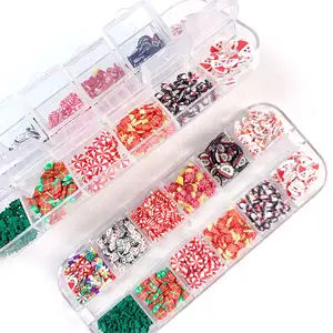 S10 Sa Feng produttore 12 griglie all'ingrosso natale argilla polimerica spruzza fette per melma fai da te decorazione Nail Art