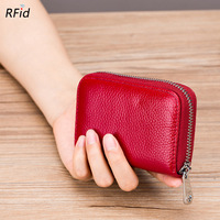 Dompet Tempat Kartu Kulit PU Portabel Klasik dengan Ritsleting, Multi-slot, Tempat Kartu Kredit, Dompet Koin, Tempat Kartu Identitas, Tempat Kartu Kredit, Kantong Kartu