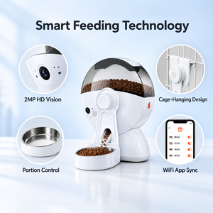 Distributeur de nourriture pour animaux de compagnie WiFi avec caméra 2MP, contrôle par application, programmation des portions pour chats d'intérieur - Product Image 5