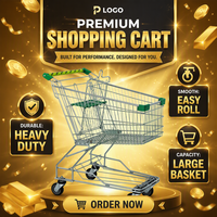 Chariot de courses pliable en acier galvanisé avec poignée réglable, étanche et pratique pour supermarchés et épiceries (vente en gros)