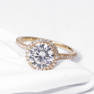 Tianyu joyería fina solitario halo compromiso mujeres Gra Mossanite oro sólido Real 14K <span class=keywords><strong>Moissanite</strong></span> anillo de bodas de oro puro para mujer - Product Image 3