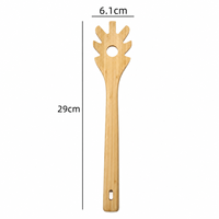 Fourchette à pâtes en bambou, cuillère à spaghetti en bois 29 cm avec trou de suspension, ustensiles de cuisine écologiques pour la cuisson