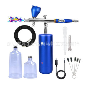 Ensemble d'aérographes avec pompe à air, alimentation par gravité, double action, vitesse réglable, alimenté par USB, portable, pour travaux d'art, peinture de modèles - Product Image 5