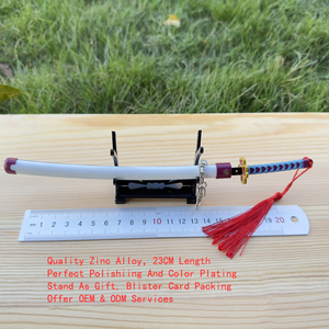 Raw-HX 23cm stampa candeggina Anime Mini Katana moda portachiavi in metallo spada con funzione Pop-up ispirato alla cacciatrice di demoni - Product Image 3