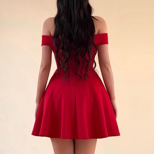 Nouvelle Robe Mini Femme Chic et Tendance 2025, Épaules Dénudées, Col en A, Dos Nu, Couleur Unie - Product Image 2