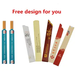 Wholesale Chopsticks Custom Logo Branded Sushi Sleeves Semi Paper Cover Sleeve For Bamboo Chopsticks Custom Logo Chopstick