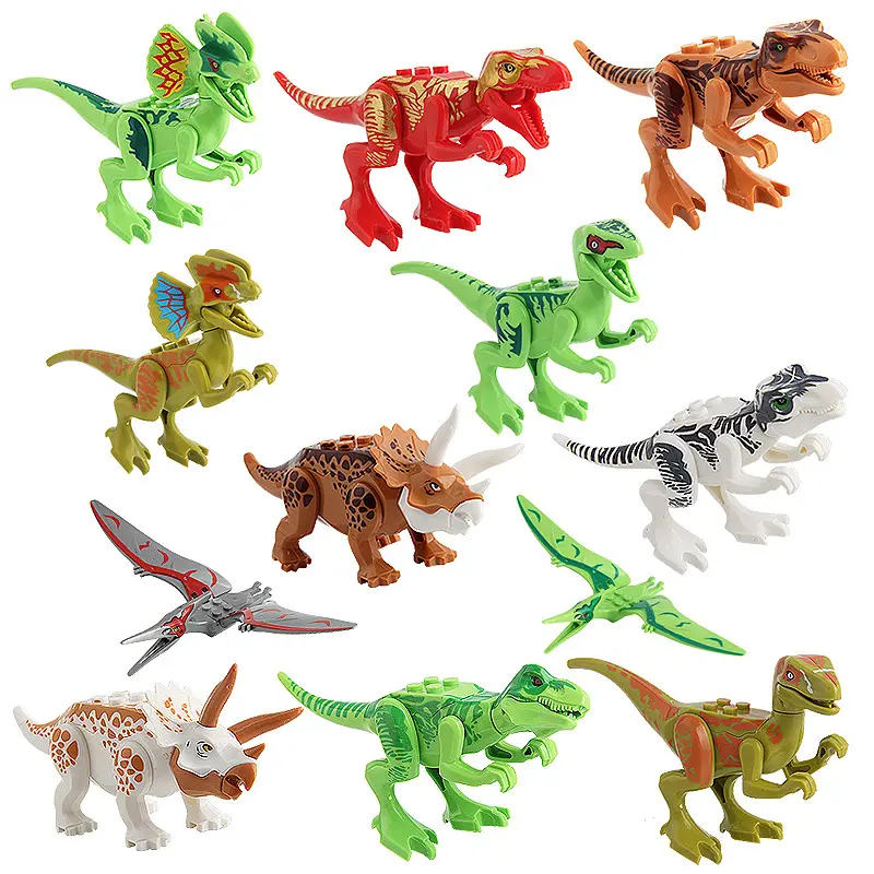 Cross-border hot selling Jurassic dinosaur animal building blocks compatible with LEGO Tyrannosaurus Rex assembly toy bag 12 mod