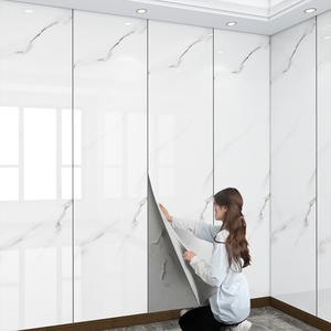 ORON DECO Autocollant mural en marbre auto-adhésif personnalisé, blanc brillant, granit, <span class=keywords><strong>terrazzo</strong></span>, <span class=keywords><strong>papier</strong></span> <span class=keywords><strong>peint</strong></span> en vinyle imperméable pour la maison moderne - Product Image 1