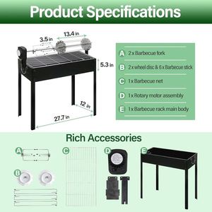 Barbecue Rotatif Automatique en Acier Inoxydable de Haute Qualité, Style Moderne, pour Porc, Mouton, Viande, Kebab et Barbecue au Charbon de Bois - Product Image 2