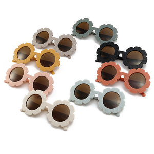 Nouvelles lunettes de soleil pour enfants, monture ronde givrée motif tournesol, logo personnalisé, vente en gros - Product Image 4