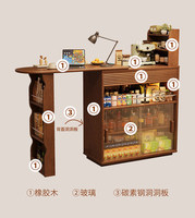 Table de bar mobile extensible en bois de style nordique avec tiroirs de rangement multi-niveaux pour la maison, le salon, le balcon, les espaces étroits ou les îlots de loisirs