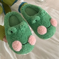Mignon dessin animé coton pantoufles hiver décontracté maison chaud doux pantoufles petite grenouille Baotou pantoufles