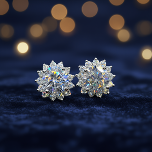 Orecchini in Oro Rosa con Diamanti Taglio Brillante Rotondo Colore G Diamanti Naturali in Oro Bianco Stile Classico Gioielli da Sposa per Donna - Product Image 2