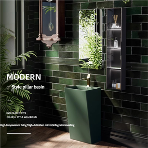 Rétro vert <span class=keywords><strong>colonne</strong></span> Type lavabo évier hôtel toilette plancher salle de bain accessoire pour Villa <span class=keywords><strong>colonne</strong></span> bassin - Product Image 3