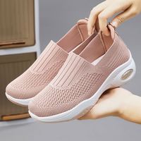 Chaussures d'été respirantes en tricot pour femmes, mocassins à coussin d'air, antidérapants, confortables pour la marche quotidienne des personnes âgées