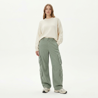 Pantalon cargo taille haute respirant personnalisé pour femme, en Lyocell durable, utilitaire, ample, multi-poches, vente en gros, marque US