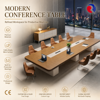 Table de réunion contemporaine avec coins arrondis et plateau de travail spacieux multi-postes