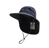 Chapeau Bob à Large Bord Anti-UV Séchage Rapide avec Cache-Nuque en Maille et Sangle Mentonnière Réglable pour Pêche, Randonnée et Camping en Extérieur