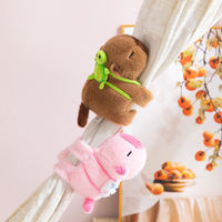 Bracelet slap en peluche Capybara mignon, jouet de poignet, avec motif tortue, sac à dos, yeux fermés, doux et moelleux, marron rose, en coton PP, pour anniversaire