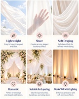 Panneaux de rideaux en tulle blanc à dentelle crochetée, transparents et floraux, pour toile de fond de mariage personnalisée, draperie pour cérémonie en extérieur, fête et décorations d'événements