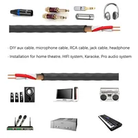 Câble RCA tressé en cuivre sans oxygène OEM pour bricolage, mini microphone, auxiliaire 3,5 mm, 635 mm, prise jack 1/4 pouce, cordon XLR pour voiture, HDTV, mixeur