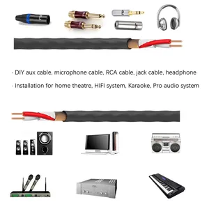 Câble <span class=keywords><strong>RCA</strong></span> tressé en cuivre sans oxygène OEM pour bricolage, mini microphone, auxiliaire 3,5 mm, 635 mm, prise jack 1/4 pouce, <span class=keywords><strong>cordon</strong></span> <span class=keywords><strong>XLR</strong></span> pour voiture, HDTV, mixeur - Product Image 4