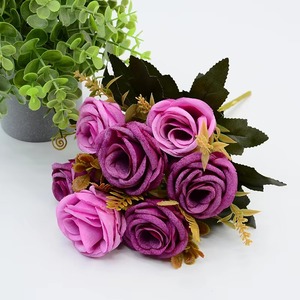 Ramo de Rosas de Seda Lila de Tacto Real, Elegantes Flores Artificiales de Color Morado para Centros de Mesa de Boda, Decoración de Mesa para el Hogar, Arreglos Florales - Product Image 2