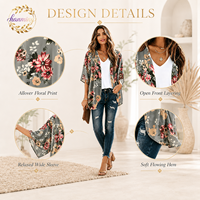 Blus Wanita Bermotif Bunga dengan Manset Keren dan Mengembang, Atasan Longgar Cocok untuk Musim Panas