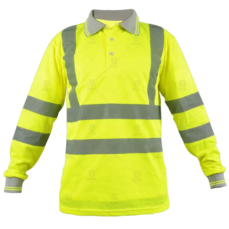 High Visibility Fluorescent Long Sleeve Quick Dry Hi Vis Workwear Custom Construction Men Work Wear Reflective Safety T Shirt