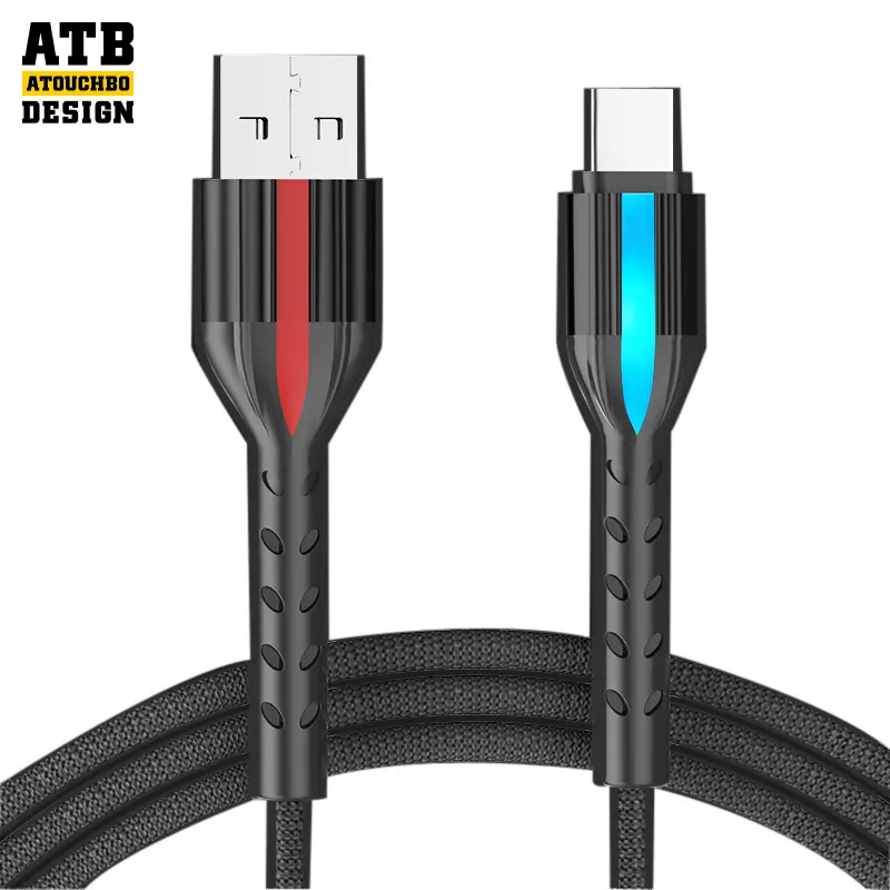 Atouchbo Led Light Usb Micro Cable Usb Type C Cable Phone Fast Charge Data Usb-C Cable For Xiaomi