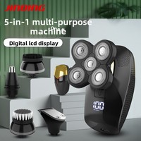 Rasoir électrique multifonction pour homme, rechargeable par USB, avec sept lames, brosse pour crâne chauve et tondeuse à poils de nez