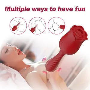 Vibrazione emotiva della rosa rossa vibrazione asta e succhiare forniture sessuali succhiare vibratore capezzolo succhiare giocattoli del sesso