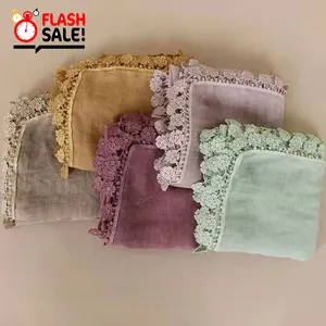 Bayanlar Moda Düz Dantel Çiçek Patchwork Pamuk şal eşarp Büyük Boy Içi Boş Susturucu Bandı Wrap Snood Müslüman Başörtüsü