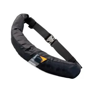 Chaleco salvavidas Oxford duradero inflable Manual de natación negro, cinturón salvavidas para niños, cinturón de natación para adultos