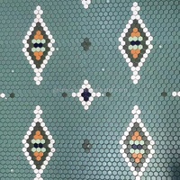 Hôtel Salle De Bains Fleur Design Algues Vert Mat Mosaïque Murale Carrelage Céramique Rouge Support Hexagone Mosaïque Carrelage de Sol en Porcelaine Dorée