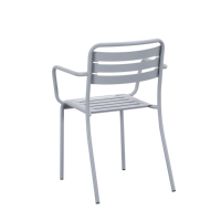 Fauteuil d'extérieur empilable en métal avec revêtement en poudre résistant aux intempéries pour patio, restaurant, jardin