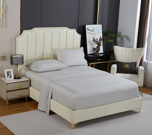 Hotel Quality Low Moq Luxury 100% Cotton 300 <strong>Thread</strong> Count Solid Color Modern Style 4-Piece Bed Sheet Set Embroidered <strong>Bedsheets</strong> - Product Image 1