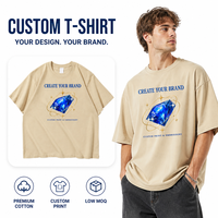 Kaos Katun Murni 280GSM Warna Solid dengan Potongan Oversize, Kaos Polos Streetwear Longgar untuk Grosir Multi Warna