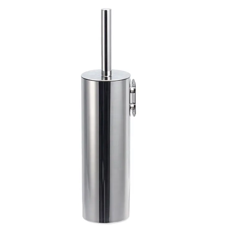 Stainless Steel Tube Round Cleaning Toilet Brush Holder With Black Steel Toilet Brush With Tissue Holder