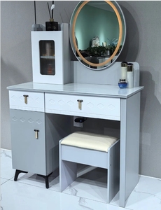 Modern Simple Bedroom Furniture Makeup <b>Dressing</b> <b>Table</b> <b>With</b> LED Light Mirror Multi <b>Storage</b> Drawers - Product Image 2
