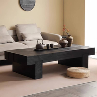 Table basse moderne minimaliste en chêne massif, portable, noir mat, profil bas, style nordique, meubles de salon