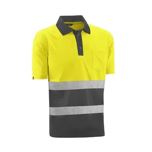 Polo - HVS620YGY S London - Colore: Giallo fluorescente/grigio - Tessuto sportivo "Eye Bird". Traspirante, assorbe l'umidità. - Product Image 1