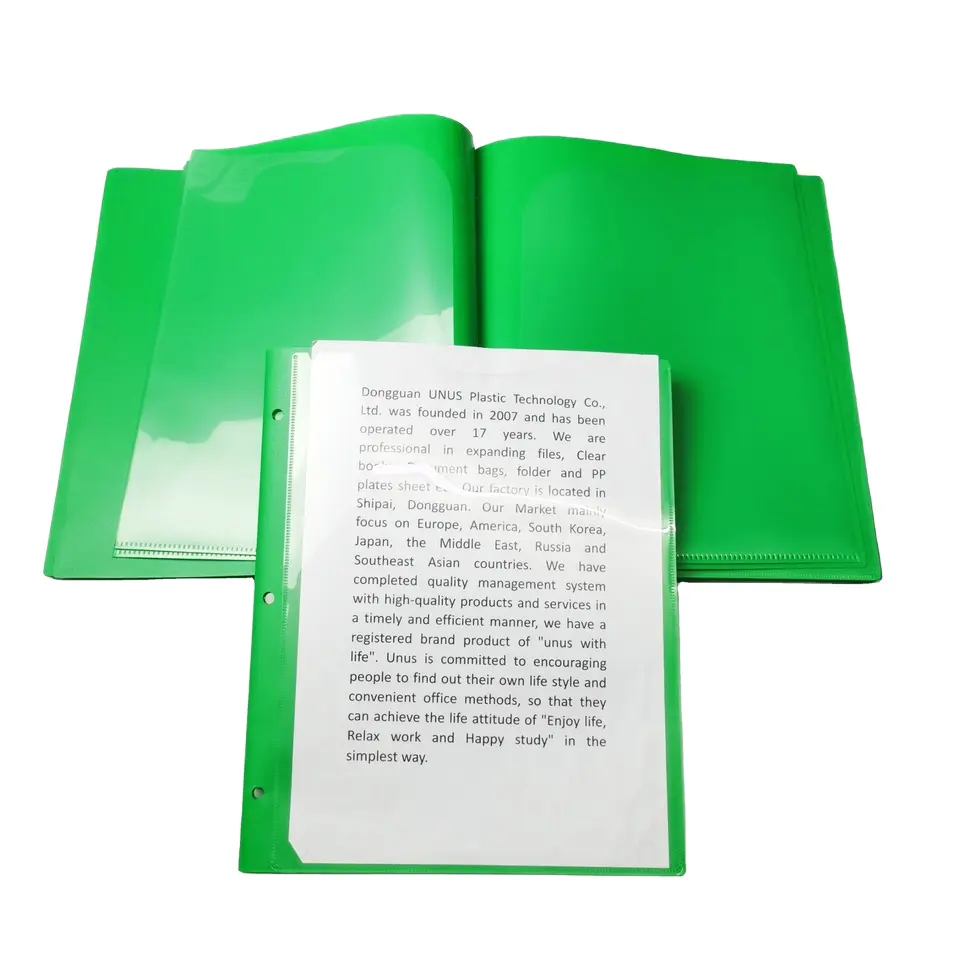 עיצוב חדש סיטונאי אחסון מסמכים הגנת נייר A4 פלסטיק 3 חורים תצוגת ספר שקוף תיקיית קבצי ספר עם לוגו מותאם אישית