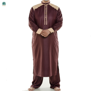 Venta al por mayor clásica Ramadán hombres musulmanes Thobe ropa de oración Lisa para hombres algodón Lino mangas largas Islamice <span class=keywords><strong>Ashura</strong></span> Robe - Product Image 1